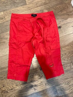 St. John's Bay Bright Red Cargo Shorts with D-Ring Belt